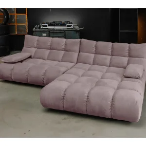 Hoekbank Gestoffeerde kruk Draaibare fauteuil Stel in – Grijs Fluweel – VIVIEN Hoekbank Gestoffeerde kruk Draaibare fauteuil Stel in – Grijs Fluweel – VIVIEN