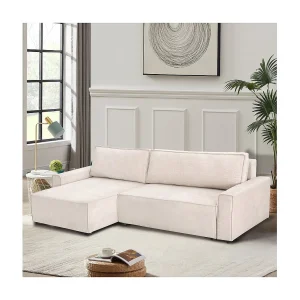 Hoekbank slaapbank getextureerd textiel bank "Montaigne" – 4 zits – Beige – lichtbruin Hoekbank slaapbank getextureerd textiel bank "Montaigne" – 4 zits – Beige – lichtbruin