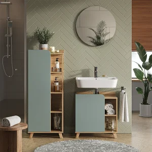 Halfhoge kast sonoma/blauw 50x35x128 karen Halfhoge kast sonoma/blauw 50x35x128 karen