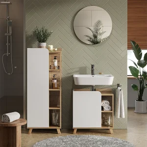 Halfhoge kast sonoma/wit 50x35x128 karen Halfhoge kast sonoma/wit 50x35x128 karen