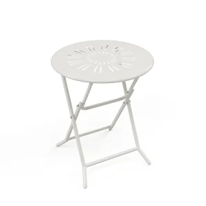 Opvouwbare tuintafel D.60 cm in metaal in smeedijzerstijl – Wit – GUERMANTES van MYLIA Opvouwbare tuintafel D.60 cm in metaal in smeedijzerstijl – Wit – GUERMANTES van MYLIA