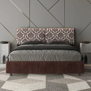 Gestoffeerd bed 160×200 met opbergruimte stof Agata 4 bordeaux Mados