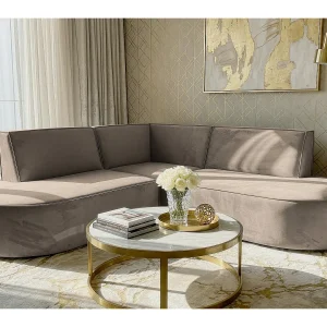 Hoekbank Parma Corner mini, voor de woonkamer, stof Tiffany, taupe (29) Hoekbank Parma Corner mini, voor de woonkamer, stof Tiffany, taupe (29)