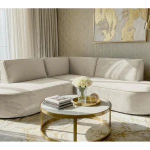 Hoekbank Parma Corner mini, voor de woonkamer, stof Tiffany, beige (02) Hoekbank Parma Corner mini, voor de woonkamer, stof Tiffany, beige (02)