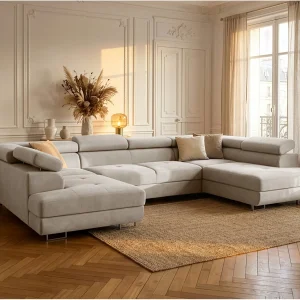 Hoekbank Falio U2, stof Noel, grijsbeige (17)