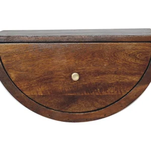 Zwevend nachtkastje Crescent van kastanjehout Artisan Furniture, 1 lade, glanzend bruin Zwevend nachtkastje Crescent van kastanjehout Artisan Furniture, 1 lade, glanzend bruin