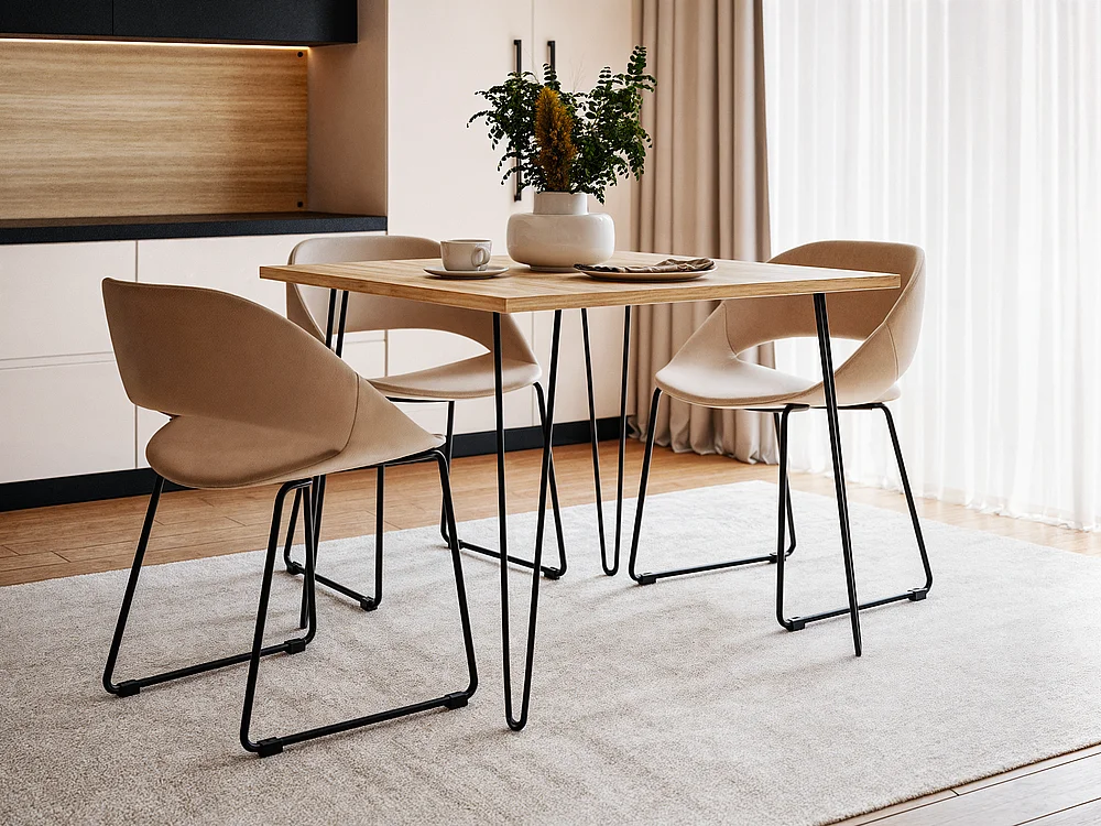 HAIRPIN tafel 90 x 90 cm voor keuken, woonkamer, eetkamer Sonoma eiken