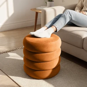 Gestoffeerde Fluwelen Poef met Opbergruimte SNUGGO 42 cm / Gestoffeerde Poef / Ronde Poef / Woonkamerstoel / Opbergkruk Wonen / Koperkleur Gestoffeerde Fluwelen Poef met Opbergruimte SNUGGO 42 cm / Gestoffeerde Poef / Ronde Poef / Woonkamerstoel / Opbergkruk Wonen / Koperkleur