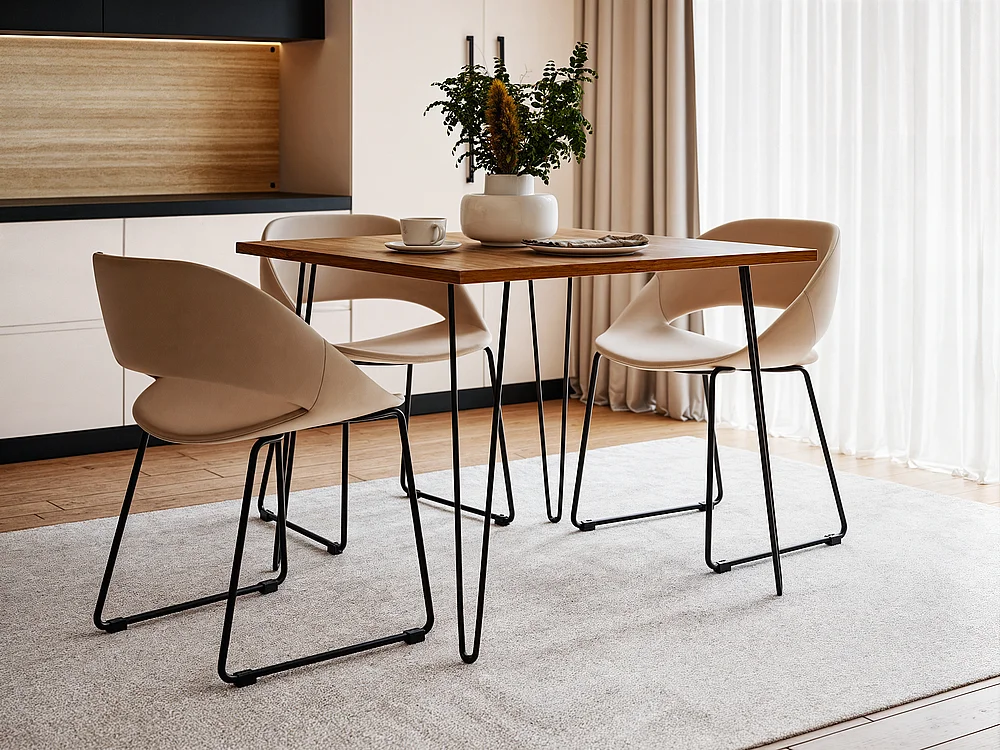 HAIRPIN tafel 90 x 90 cm voor keuken, woonkamer, eetkamer Eiken Craft