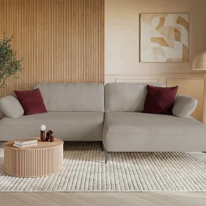 Hoekbank met slaapfunctie – opbergruimte – hydrofobe chenille – rechts – beige – AVOLLA Hoekbank met slaapfunctie – opbergruimte – hydrofobe chenille – rechts – beige – AVOLLA