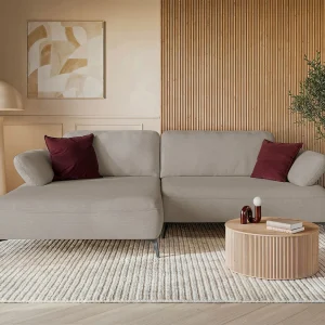 Hoekbank met slaapfunctie – opbergruimte – hydrofobe chenille – links – beige – AVOLLA Hoekbank met slaapfunctie – opbergruimte – hydrofobe chenille – links – beige – AVOLLA