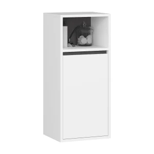 Hangende Badkamerkast VAMI W90 met 1 Deur en 3 Planken / Wit – Grafietgrijs / AKORD Furniture Factory / 35x30x80 cm