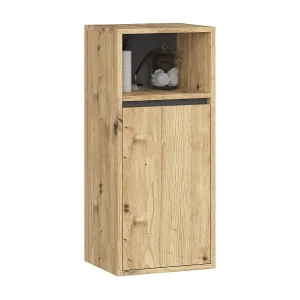 Hangende Badkamerkast VAMI W90 met 1 Deur en 3 Planken / Artisan Eik – Grafietgrijs / AKORD Furniture Factory / 35x30x80 cm Hangende Badkamerkast VAMI W90 met 1 Deur en 3 Planken / Artisan Eik – Grafietgrijs / AKORD Furniture Factory / 35x30x80 cm