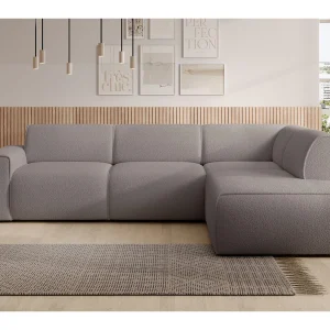 Hoekbank met rugleuning aan de ottomane – rechts – taupe – bouclé – BOUVI Hoekbank met rugleuning aan de ottomane – rechts – taupe – bouclé – BOUVI