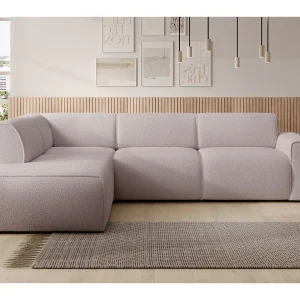 Hoekbank met rugleuning aan de ottomane – links – beige – bouclé – BOUVI Hoekbank met rugleuning aan de ottomane – links – beige – bouclé – BOUVI