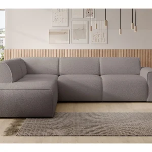 Hoekbank met rugleuning aan de ottomane – links – taupe – bouclé – BOUVI Hoekbank met rugleuning aan de ottomane – links – taupe – bouclé – BOUVI