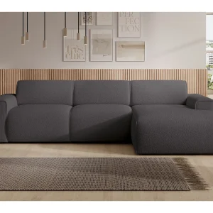 Hoekbank – ottomane rechts – donkergrijs – bouclé – BOUVI Hoekbank – ottomane rechts – donkergrijs – bouclé – BOUVI