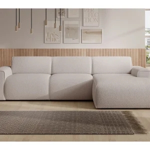 Hoekbank – ottomane rechts – lichtbeige – bouclé – BOUVI Hoekbank – ottomane rechts – lichtbeige – bouclé – BOUVI