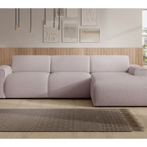 Hoekbank – ottomane rechts – beige – bouclé – BOUVI Hoekbank – ottomane rechts – beige – bouclé – BOUVI