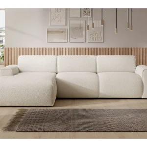 Hoekbank – ottomane links – crème – bouclé – BOUVI Hoekbank – ottomane links – crème – bouclé – BOUVI