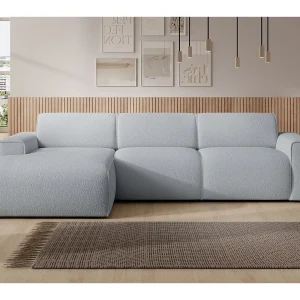 Hoekbank – ottomane links – lichtgrijs – bouclé – BOUVI Hoekbank – ottomane links – lichtgrijs – bouclé – BOUVI