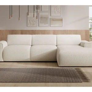 Hoekbank – ottomane rechts – crème – bouclé – BOUVI Hoekbank – ottomane rechts – crème – bouclé – BOUVI