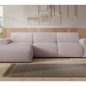 Hoekbank – ottomane links – beige – bouclé – BOUVI Hoekbank – ottomane links – beige – bouclé – BOUVI