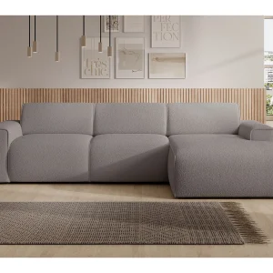 Hoekbank – ottomane rechts – taupe – bouclé – BOUVI Hoekbank – ottomane rechts – taupe – bouclé – BOUVI