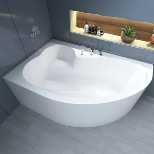 Hoekbad MEGA 160×105 rechts met acrylschort | Afvoer & poten GRATIS! Hoekbad MEGA 160×105 rechts met acrylschort | Afvoer & poten GRATIS!