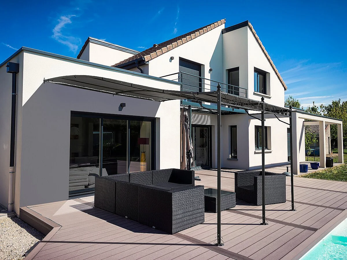 Pergola terrasoverkapping metaal aanbouw luifel zonwering - 3 x 4 m - Grijs