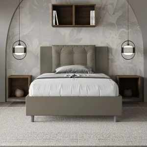 Gestoffeerd bed 120×190 met lattenbodem kunstleer cappuccino Annalisa Gestoffeerd bed 120×190 met lattenbodem kunstleer cappuccino Annalisa
