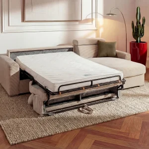Hoekbank, omkeerbaar, express, van geribbeld beige fluweel – Lattenbodem 160 cm – VIZIR Hoekbank, omkeerbaar, express, van geribbeld beige fluweel – Lattenbodem 160 cm – VIZIR