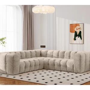 Hoekbank corner met stiksels BALOO, chenille stof Arena, Beige Hoekbank corner met stiksels BALOO, chenille stof Arena, Beige