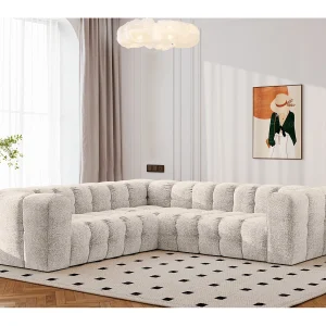 Hoekbank corner met stiksels BALOO, chenille stof Arena, Ecru Hoekbank corner met stiksels BALOO, chenille stof Arena, Ecru