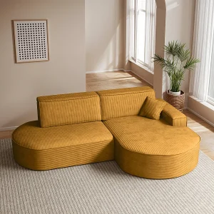 Hoekbank Modena Pro – Comfort en stijl in een modern design stof Poso mosterdkleur Rechts Hoekbank Modena Pro – Comfort en stijl in een modern design stof Poso mosterdkleur Rechts
