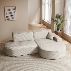 Hoekbank Modena Pro – Comfort en stijl in een moderne designstof Poso Beige Rechts Hoekbank Modena Pro – Comfort en stijl in een moderne designstof Poso Beige Rechts