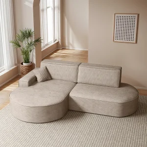 Hoekbank Modena Pro – comfort en stijl in een moderne designstof Poso donkerbeige links Hoekbank Modena Pro – comfort en stijl in een moderne designstof Poso donkerbeige links