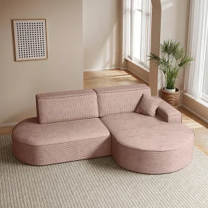 Hoekbank Modena Pro – Comfort en stijl in een moderne designstof Poso Rosa Rechts