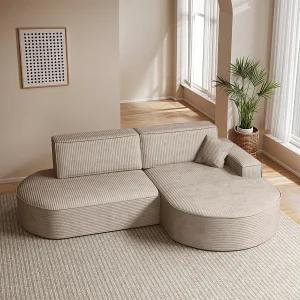Hoekbank Modena Pro – comfort en stijl in een moderne designstof Poso donkerbeige rechts Hoekbank Modena Pro – comfort en stijl in een moderne designstof Poso donkerbeige rechts