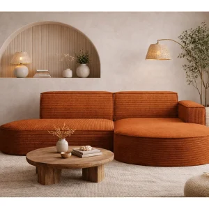 Hoekbank Designer MODENA STUDIO stof Dik koord Poso Brick Rechts