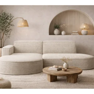 Hoekbank Designer MODENA STUDIO stof Dik koord Poso Ecru Links