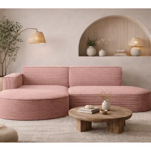Hoekbank Designer MODENA STUDIO stof Dik koord Poso Rosa Links