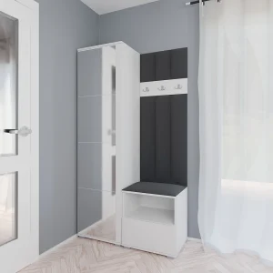Halcombinatie Nela I LUX met spiegel – 100 cm – Mat Wit – Trinity 15 – Donkergrijs Halcombinatie Nela I LUX met spiegel – 100 cm – Mat Wit – Trinity 15 – Donkergrijs