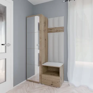 Halcombinatie Nela I LUX met spiegel – 100 cm – Artisan Eiken – Trinity 32 – Lichtgrijs Halcombinatie Nela I LUX met spiegel – 100 cm – Artisan Eiken – Trinity 32 – Lichtgrijs