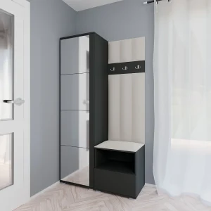 Halcombinatie Nela I LUX met spiegel – 100 cm – Grafiet – Trinity 01 – Crème Halcombinatie Nela I LUX met spiegel – 100 cm – Grafiet – Trinity 01 – Crème