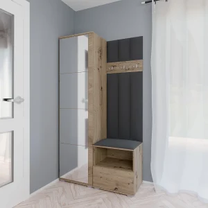 Halcombinatie Nela I LUX met spiegel – 100 cm – Artisan Eiken – Trinity 15 – Donkergrijs