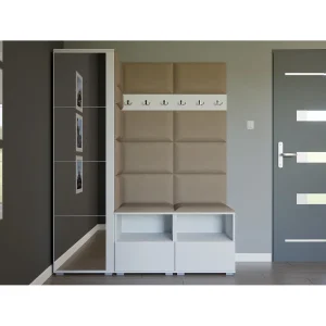 Halcombinatie Nela II met spiegel – 150 cm – Mat Wit – Trinity 04 – Beige Halcombinatie Nela II met spiegel – 150 cm – Mat Wit – Trinity 04 – Beige