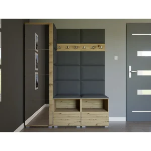 Halcombinatie Nela II met spiegel – 150 cm – Artisan Eiken – Trinity 15 – Donkergrijs Halcombinatie Nela II met spiegel – 150 cm – Artisan Eiken – Trinity 15 – Donkergrijs