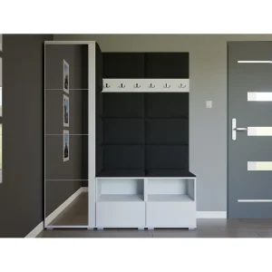 Halcombinatie Nela II met spiegel – 150 cm – Mat Wit – Trinity 16 – Zwart Halcombinatie Nela II met spiegel – 150 cm – Mat Wit – Trinity 16 – Zwart