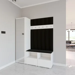 Halcombinatie Nela II LUX met spiegel – 150 cm – Mat Wit – Trinity 16 – Zwart Halcombinatie Nela II LUX met spiegel – 150 cm – Mat Wit – Trinity 16 – Zwart
